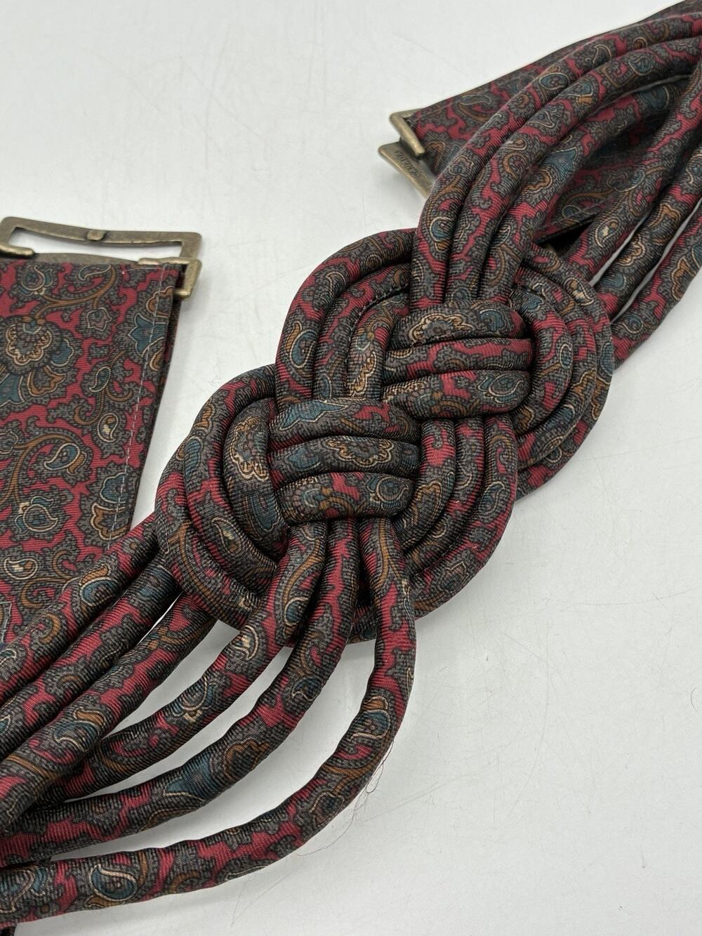 Vintage Century Canada All Silk Paisley Knotted Rope Belt 1980s Statement